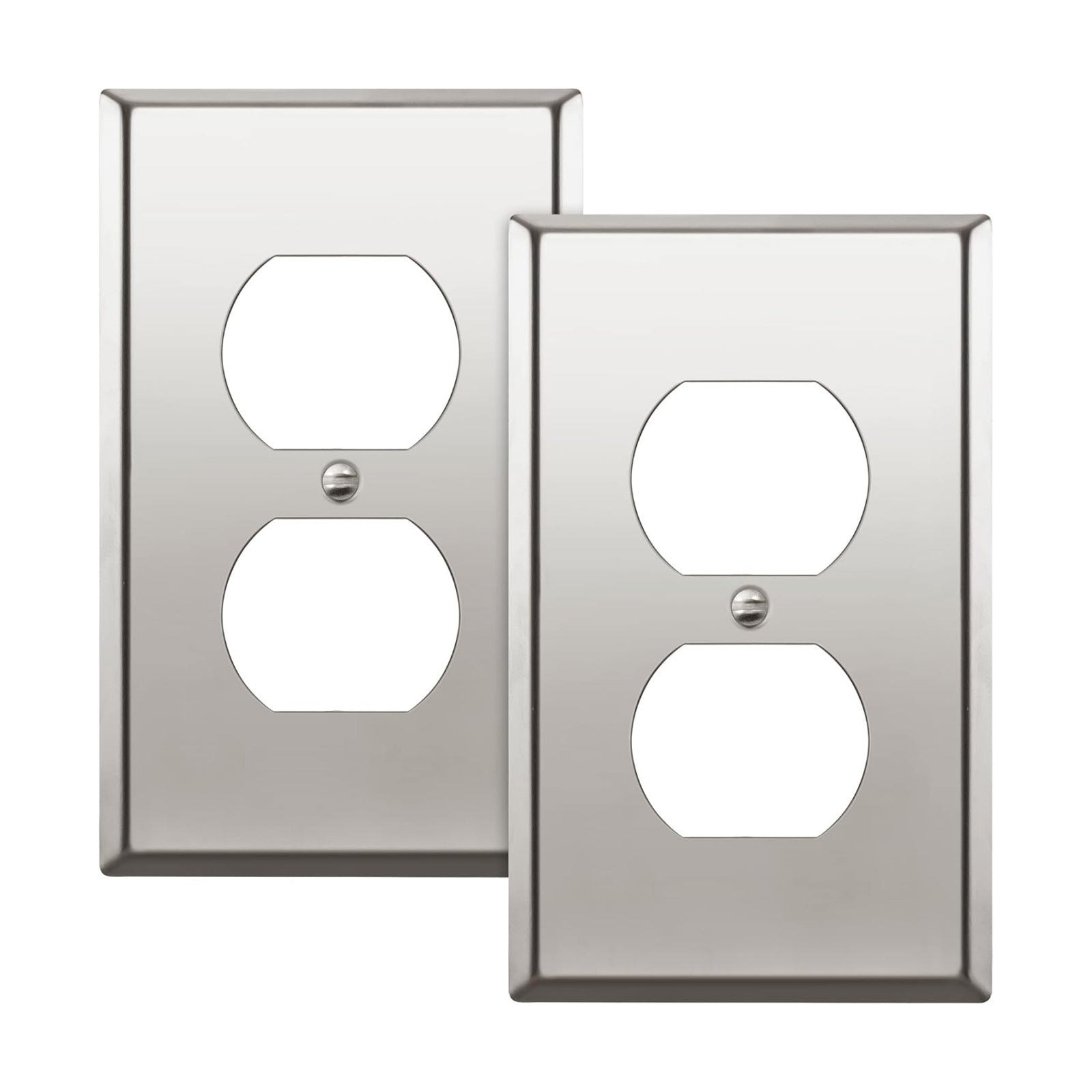 ENERLITES Duplex Receptacle Metal Wall Plate, Stainless Steel Outlet Cover, Corrosion Resistant, Size 1-Gang 4.50" x