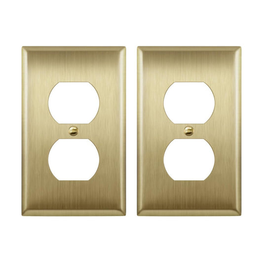 ENERLITES Duplex Receptacle Outlet Metal Wall Plate, Stainless Steel Outlet Cover, Corrosion Resistant, Size 1-Gang