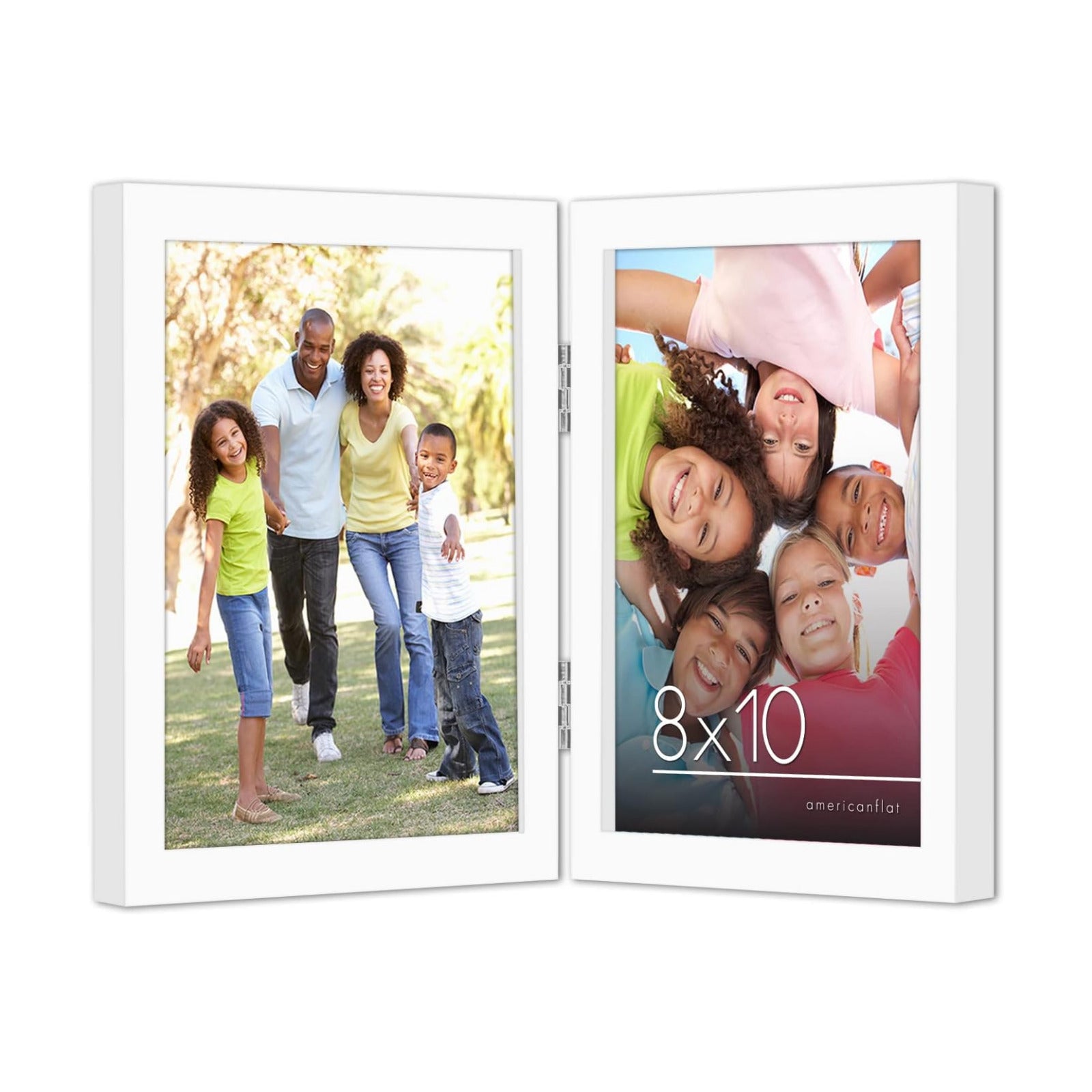 Americanflat Hinged 8x10 Picture Frame with Shatter-Resistant Glass - Double Picture Frames with Engineered Wood