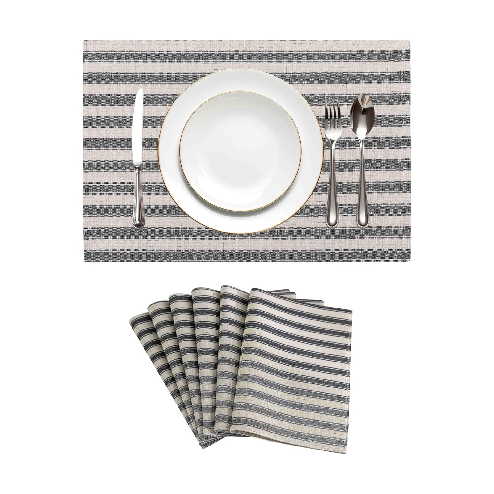 Home Brilliant Cloth Placemats Set of 6 Heat Resistant Place Mats for Dining Table Farmhouse Washable Placemats for