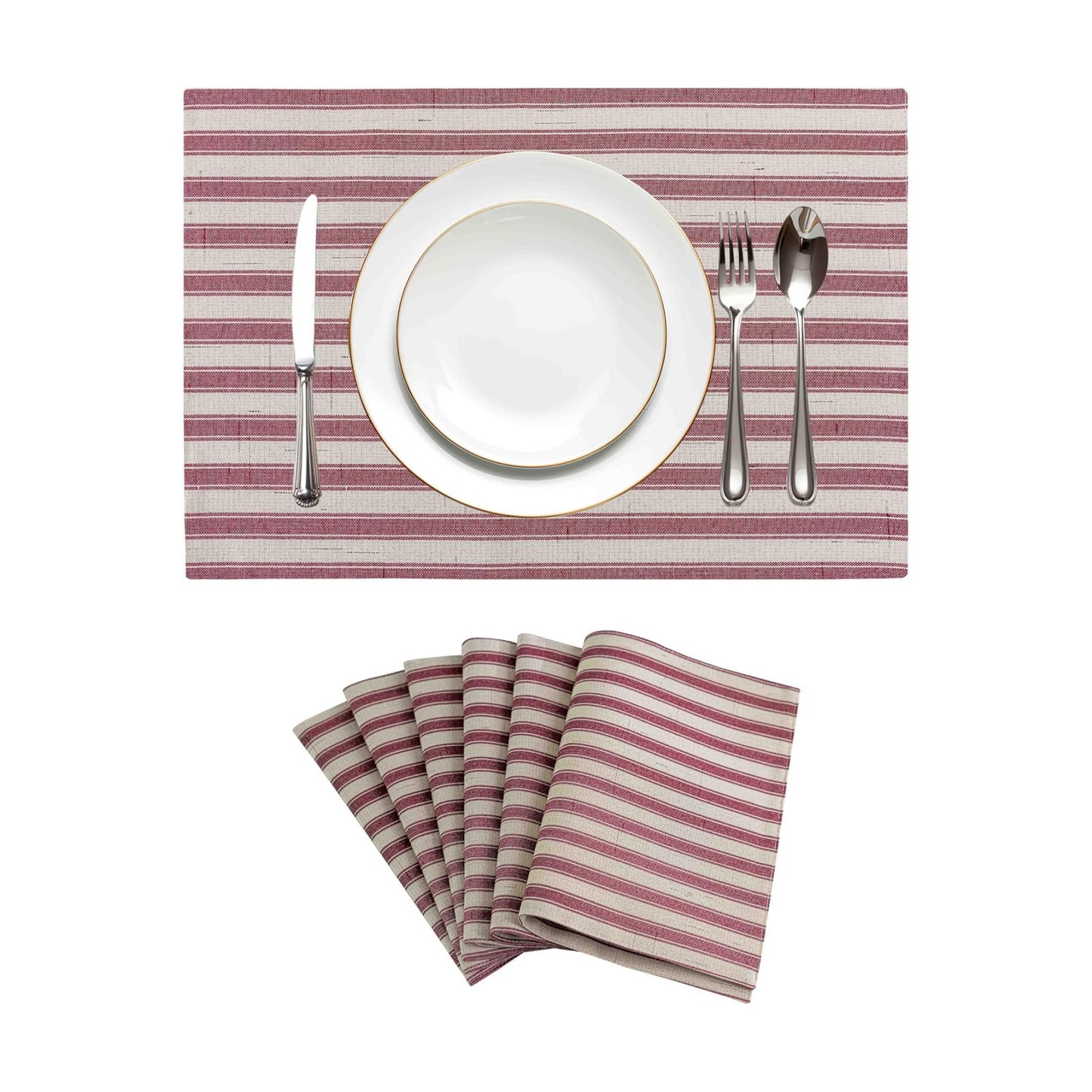 Home Brilliant Red Placemats Set of 6 Dinner Farmhouse Placemats Decoration Heat Resistant Dining Table Place Mats for