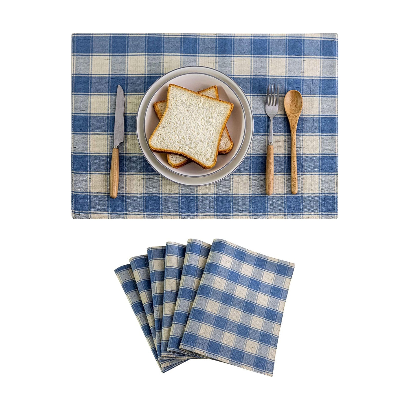 Home Brilliant Checkered Placemats Set of 6 Heat Resistant Dining Table Farmhouse Place Mats for Kitchen Table, 13 x 19