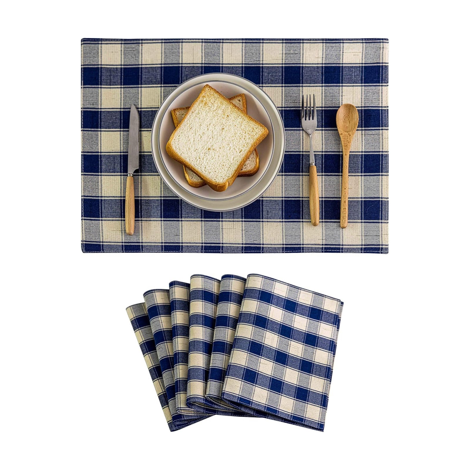 Home Brilliant Farmhouse Placemats Set of 6 Machine Washable Place Mats for Kitchen Table Mats, 13 x 19 inches, Checker