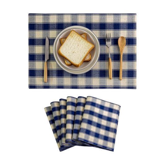 Home Brilliant Farmhouse Placemats Set of 6 Machine Washable Place Mats for Kitchen Table Mats, 13 x 19 inches, Checker