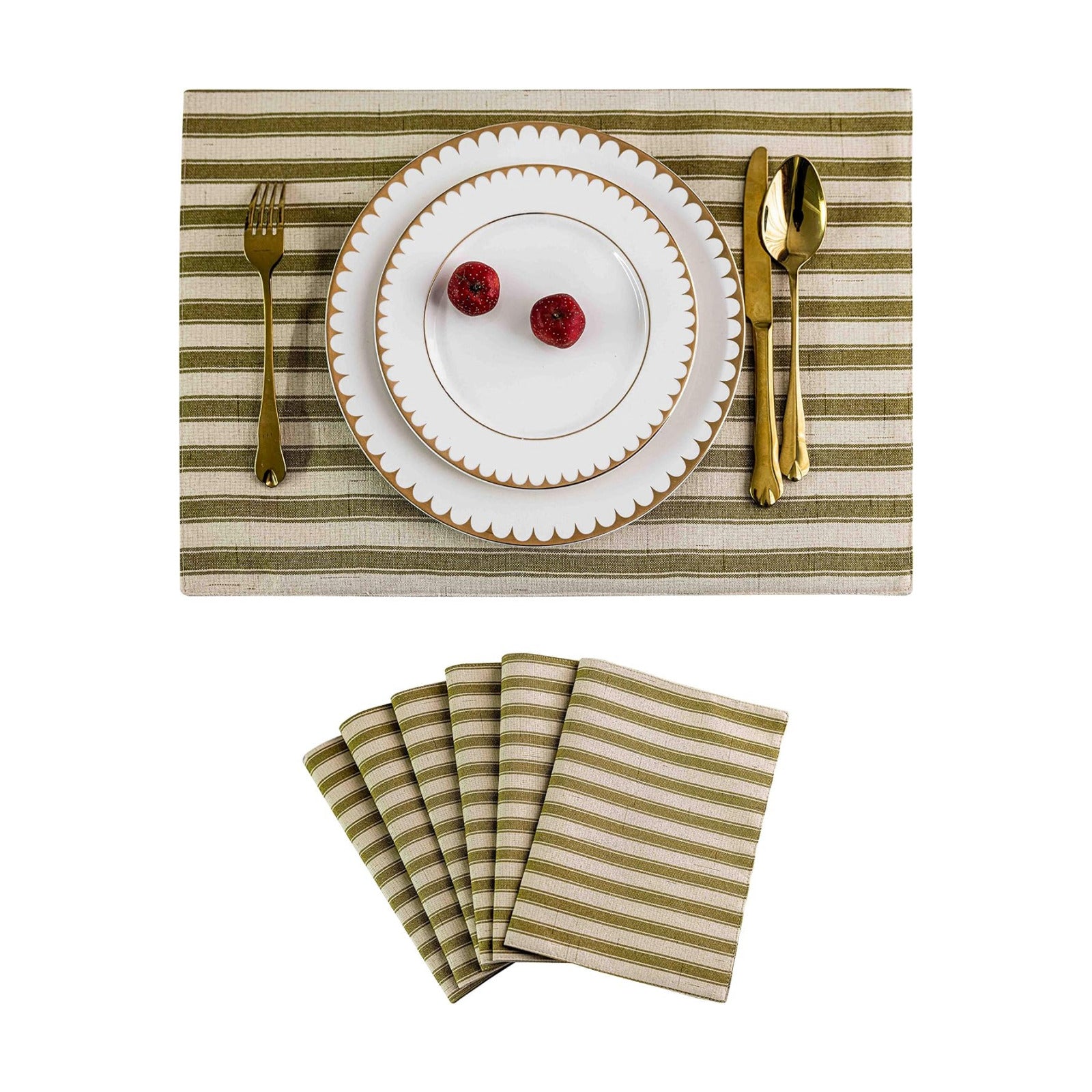 Home Brilliant Placemats Set of 6 Heat Resistant Green Dining Table Place Mats for Kitchen Farmhouse Table, 13 x 19