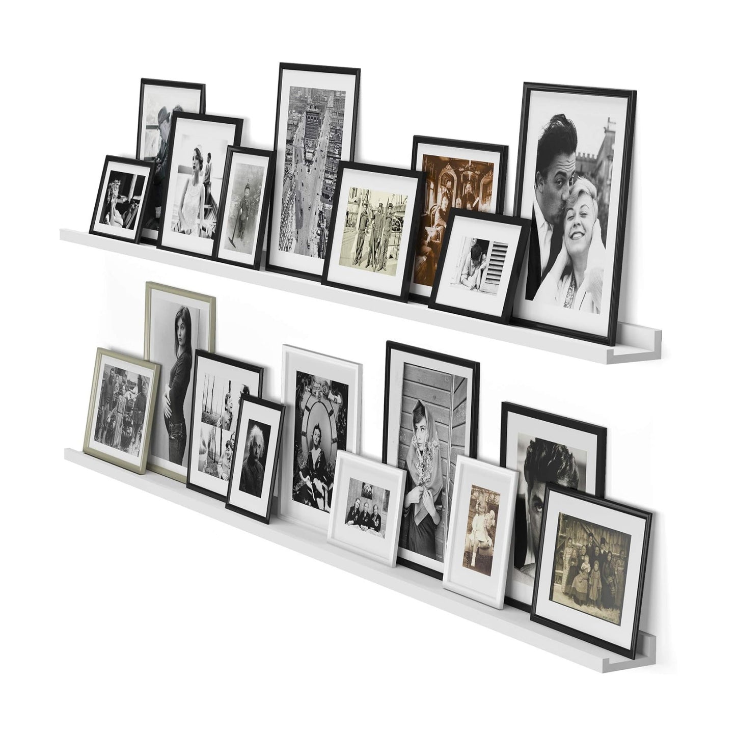 Wallniture Denver White Picture Ledge 72" Floating Shelves for Wall, Bookshelf for Living Room, Bedroom and Nursery
