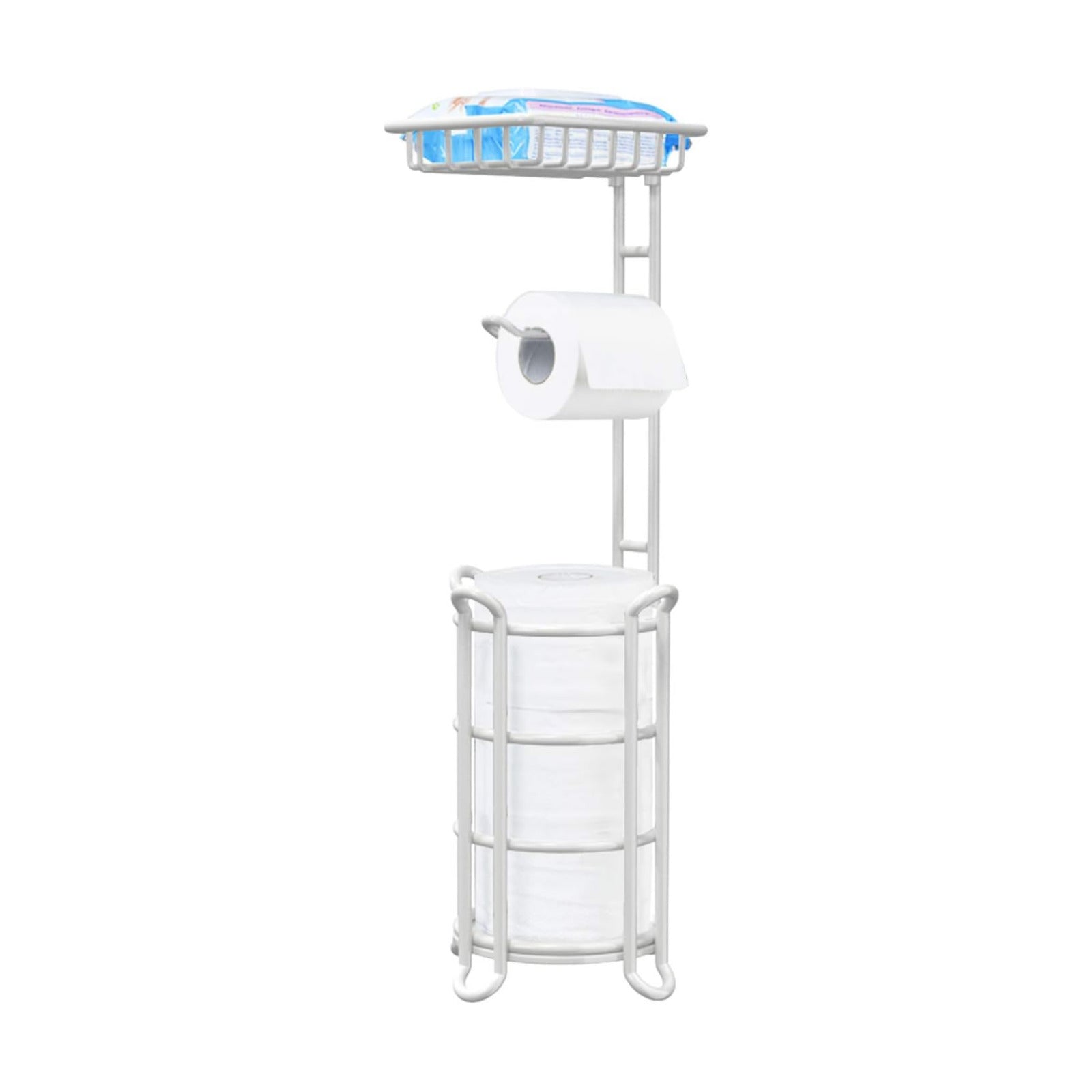 [Upgrade] Toilet Paper Holder Stand Nautical Bathroom Tissue Holders Free Standing with Top Shelf Storage Mega