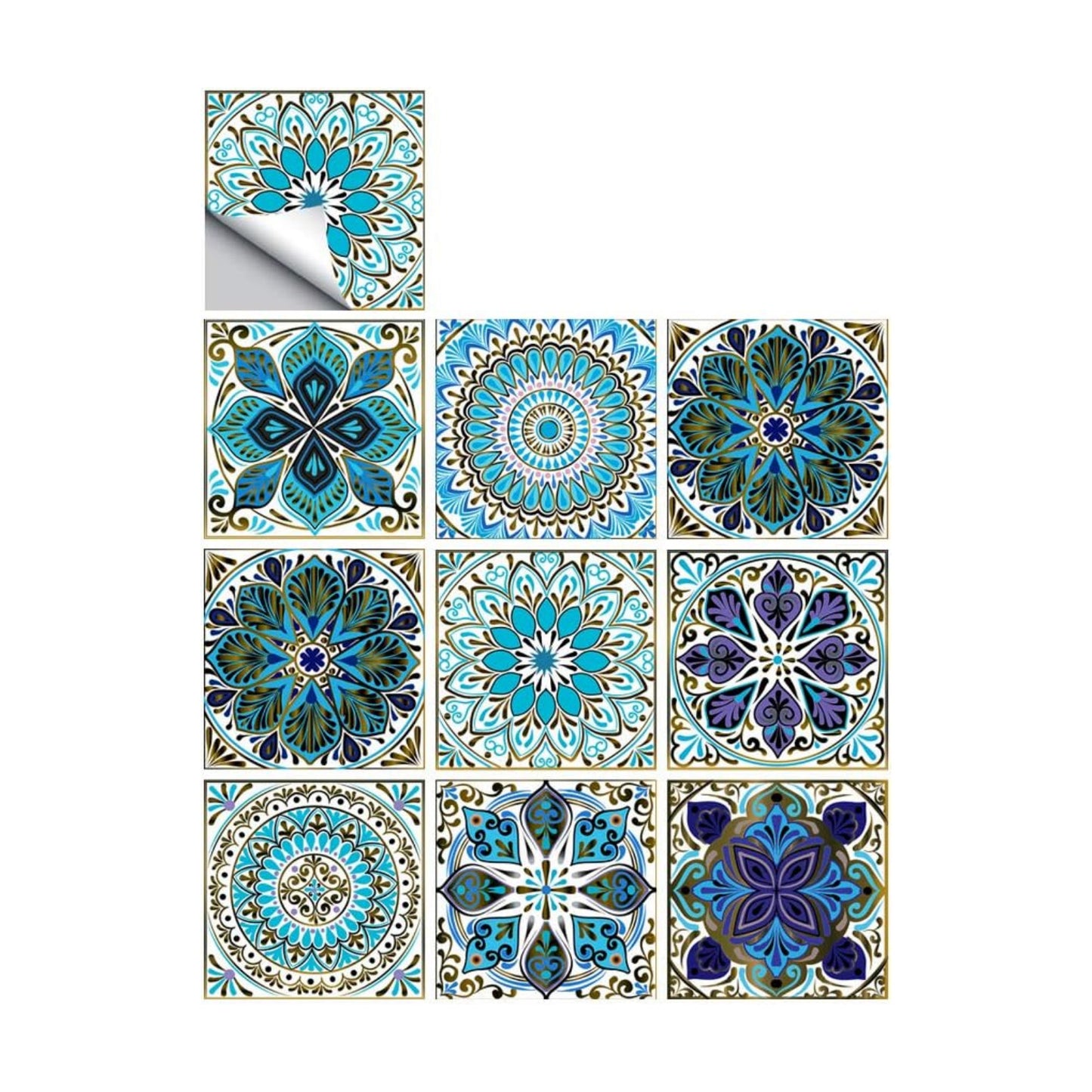 Mandala Style Tile Sticker / Mtl-01 / 4 x 4 / Set of 25