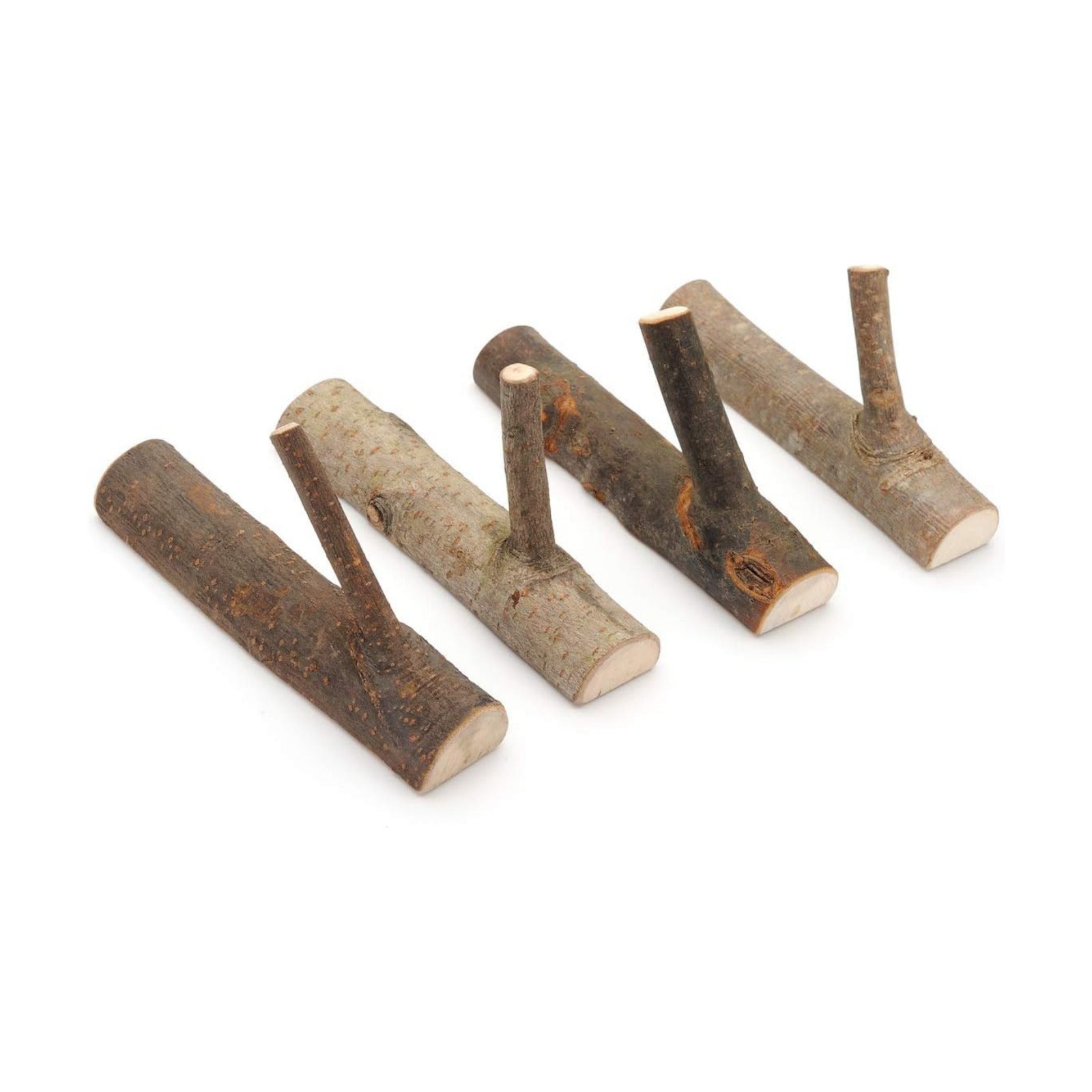 Vintage Real Wood Tree Branch Wall Hook / 1.5-2cm / with Tree Bark / Set of 4