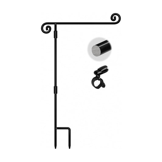 HOOSUN Garden Flag Stand,Sturdy Garden Flag Holder Pole for Outside House,Yard Flags Holder with one Tiger Clip,Yard Banner Pole for Holiday Flags Decorations Outdoor Lawn