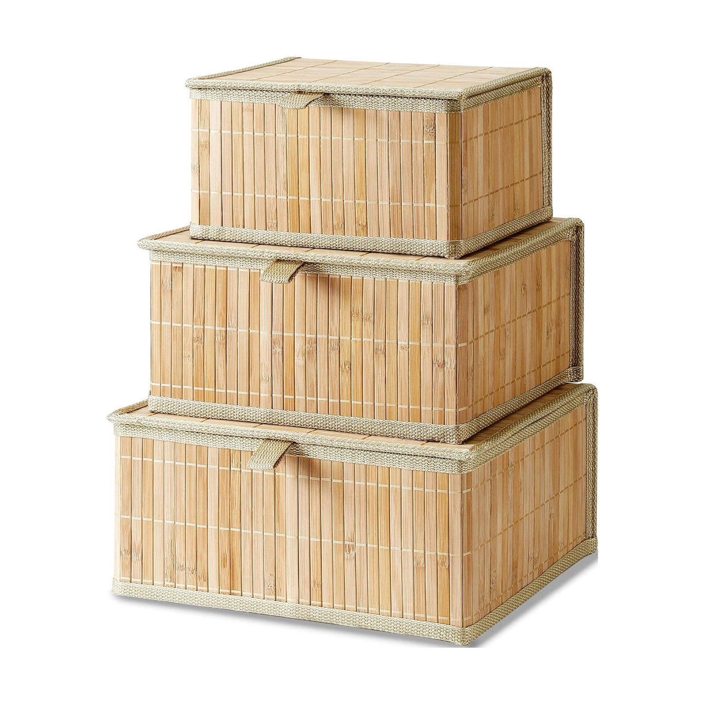 Woven Lined Storage Basket / Wooden Beige / Set of 3