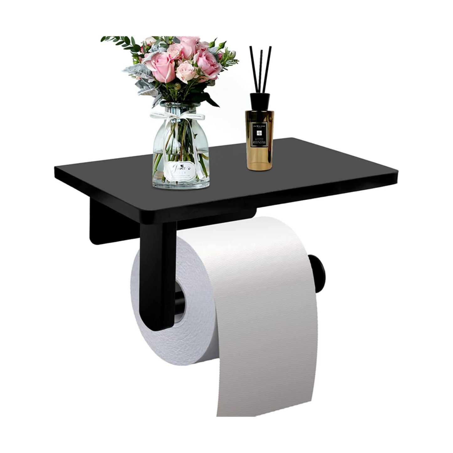 Toilet Paper Holder with Natural Marble Shelf for Bathroom Washroom,Wall Mounted Tissue Holder Suitable for Mega Roll