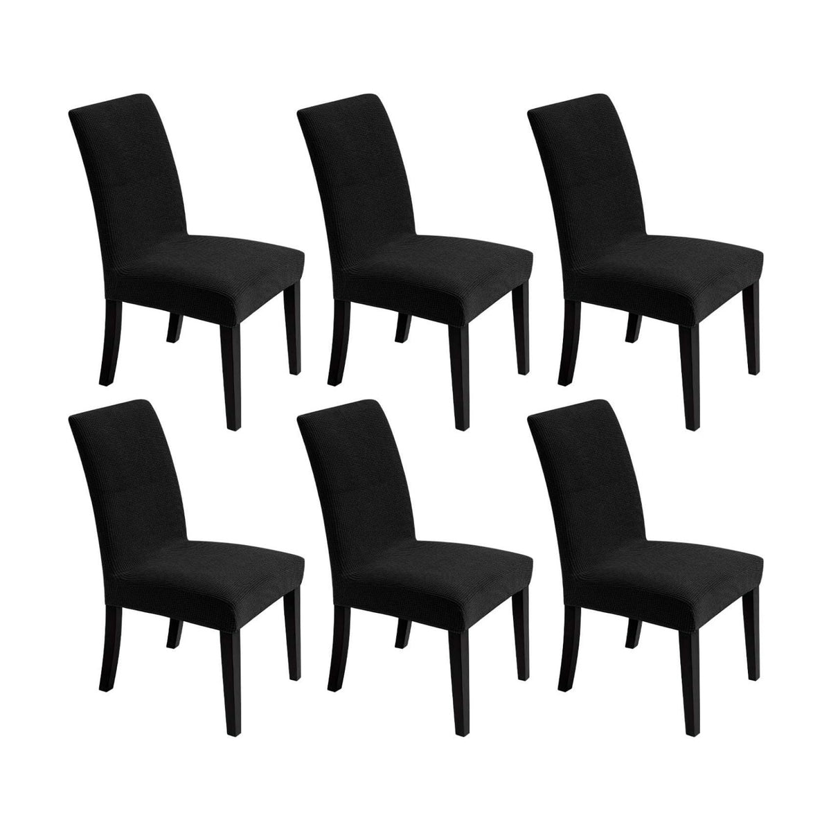 Chair Covers for Dining Room - Stretch Chair Slipcovers for Decorative Seat Protector Armless Removable Washable Elastic Dinner Universal Spandex Solid Chair Slip Covers Set (Black,6)