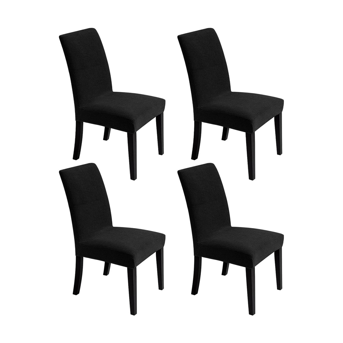 Chair Covers for Dining Room - Stretch Chair Slipcovers for Decorative Seat Protector Armless Removable Washable Elastic Dinner Universal Spandex Solid Chair Slip Covers Set (Black,4)