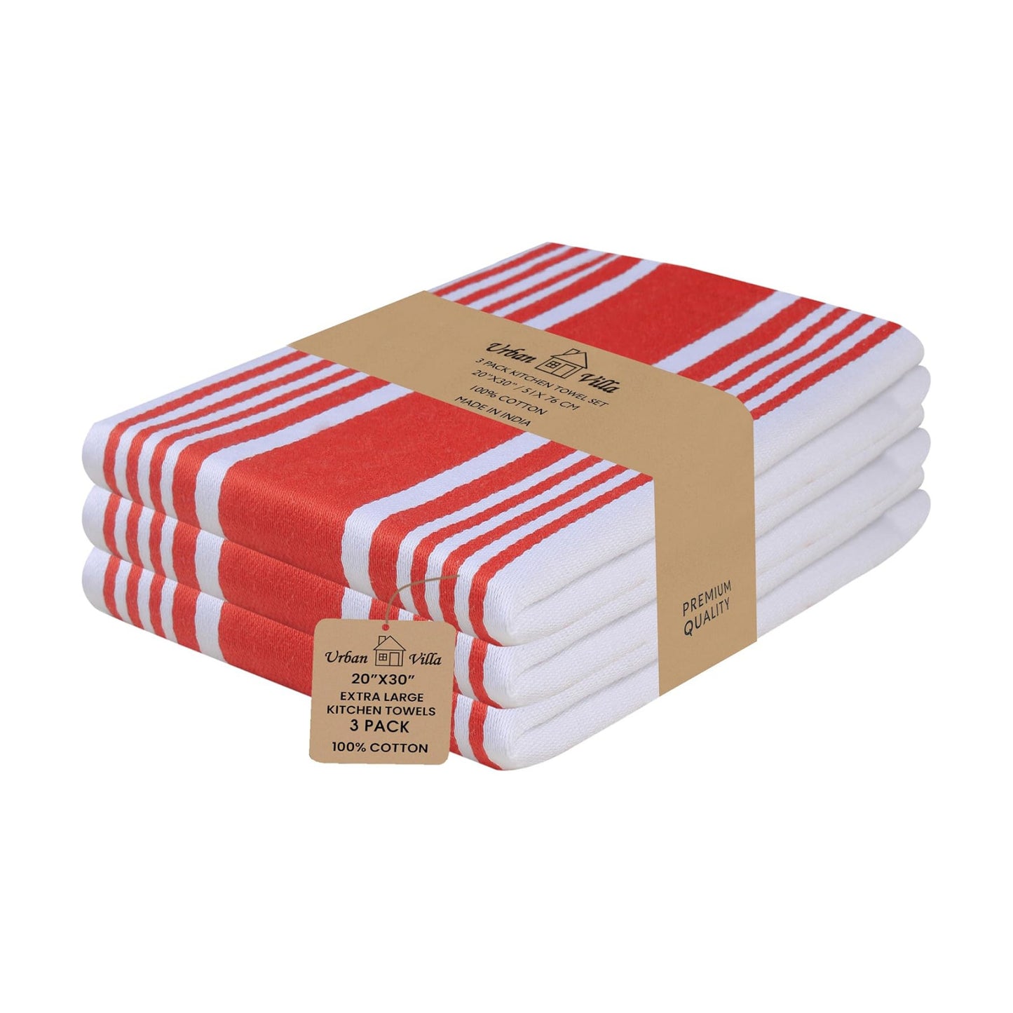 Urban Villa Kitchen Towels Cotton Dish Towels 20”x30” (Set of 3) Chillired