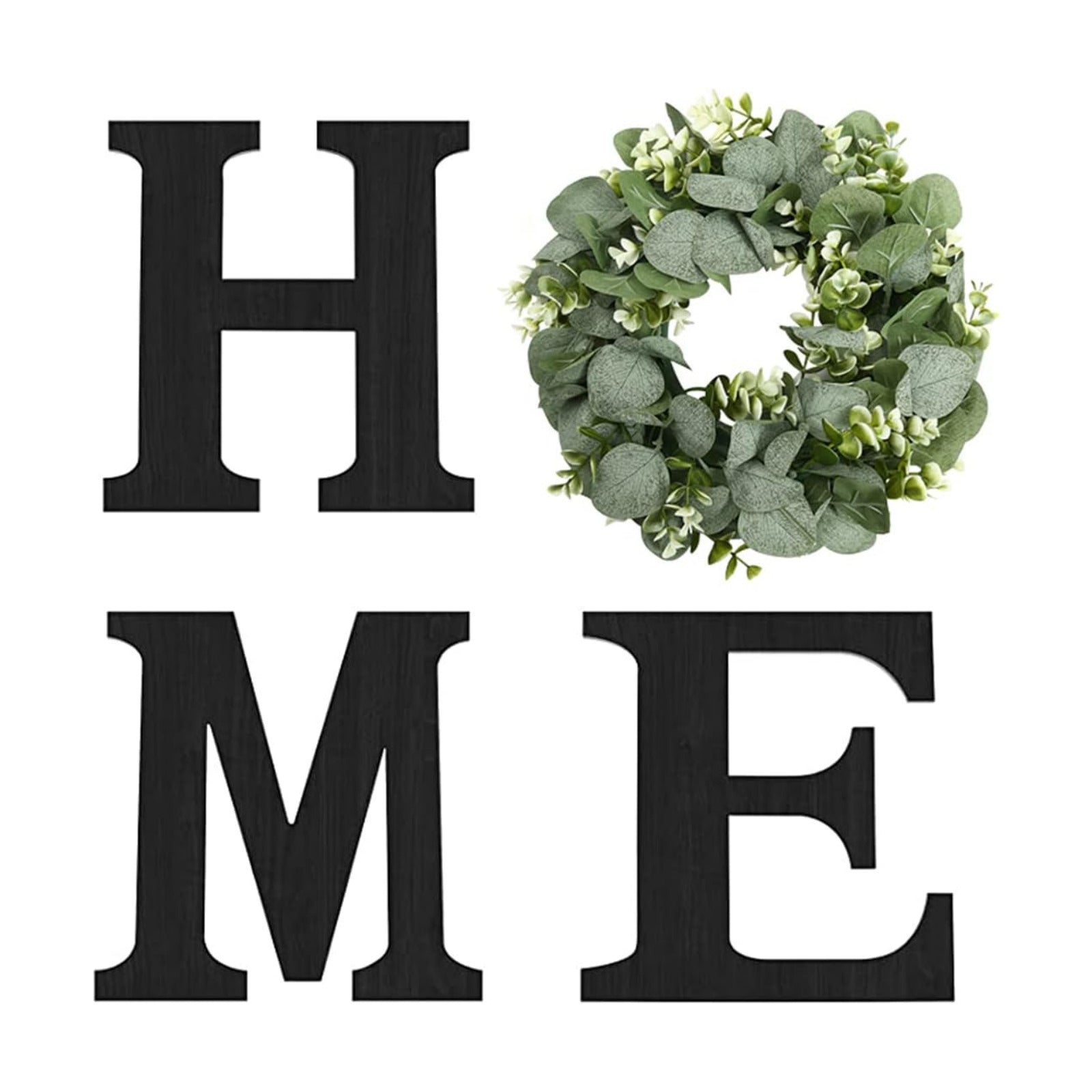 Pinkpum Wood Home Sign with Eucalyptus Wreath for O Home Decor Wall Decor