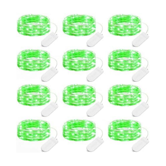 Brightown 12 Pack St. Patrick's Day LED Fairy Lights Battery Operated String Lights Waterproof Silver Wire 7 ft 20 LED Firefly Starry Moon Lights for DIY Wedding Party Bedroom Patio