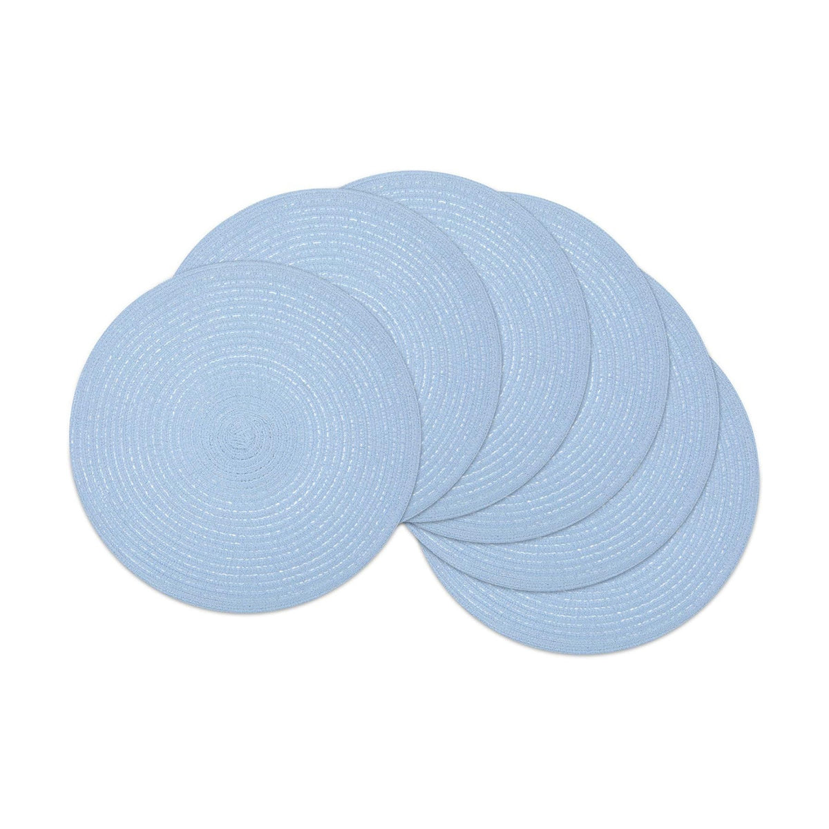 SHACOS Round Braided Placemats Set of 6 Round Table Mats for Dining Tables 15 inch (Light Blue, 6)