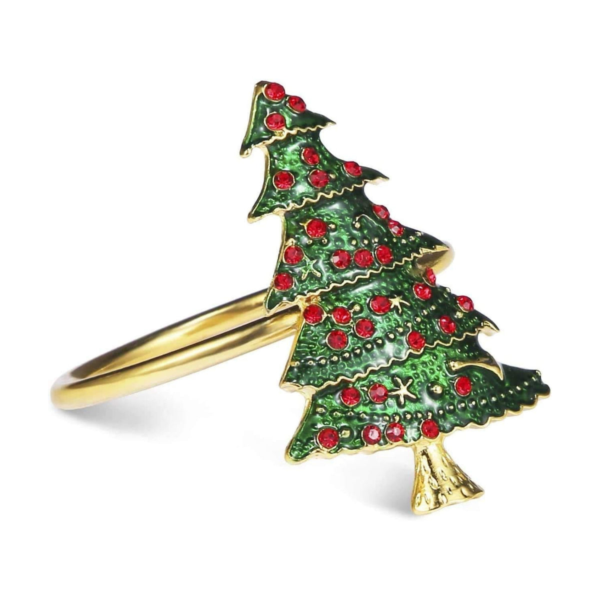 Napkin Rings Set of 6 Silver Set of 6 Napkin Rings Christmas, Holidays, Thanksgiving (Christmas Tree-1)