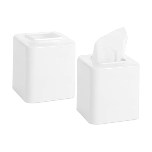 Tissue Box Covers / White / Set of 2