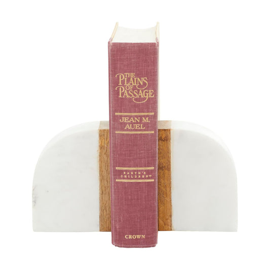 Marble Decorative Bookends lbs Non Skid Bookends / White / 5 Inch / Set of 2