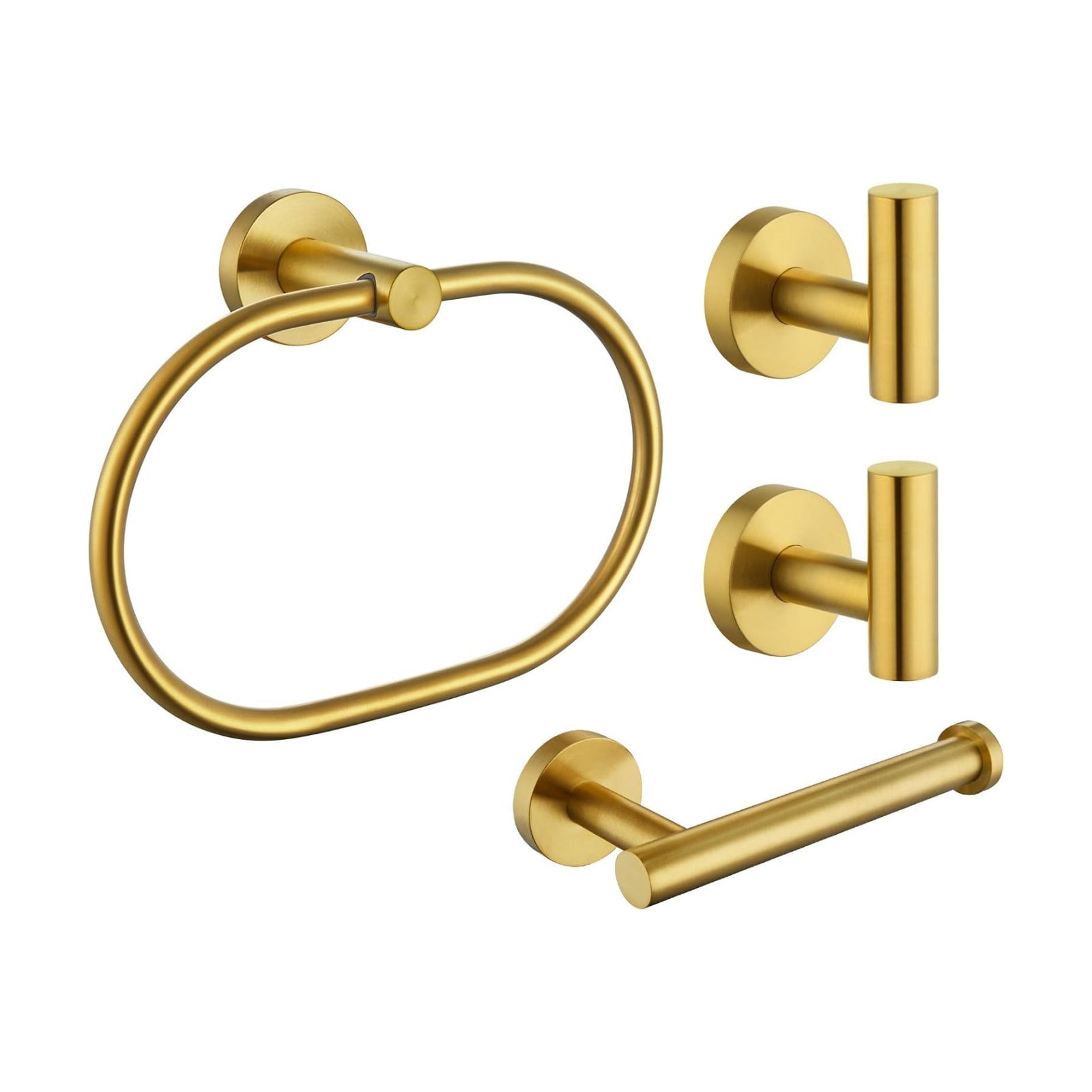 Angle Simple Bathroom Hardware Set Brushed Dark Gold, 4-Piece | SUS304 Stainless Steel Bathroom Fixtures Accessory Kit