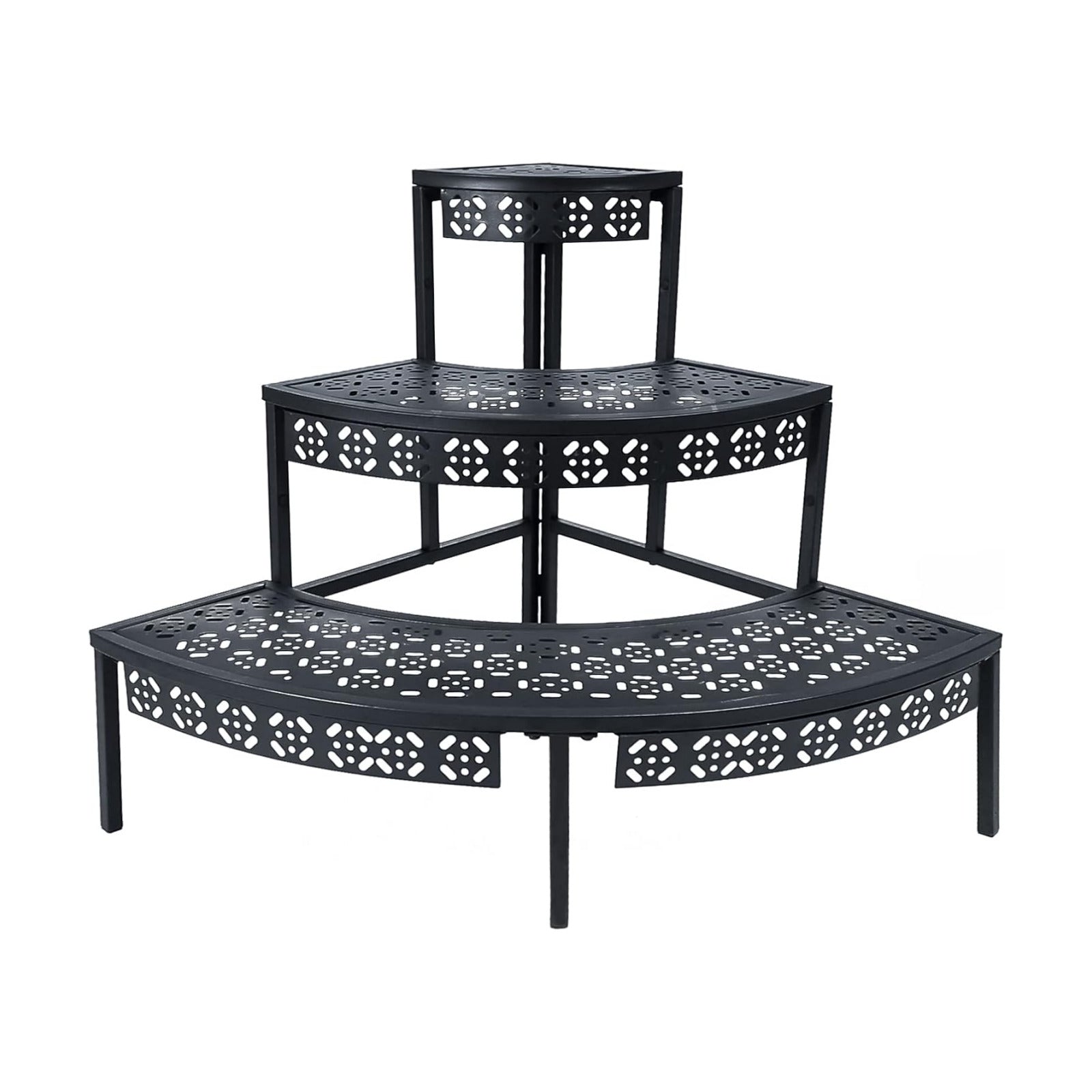 aboxoo 3-Tier Metal Plant Stand, Stair-Step Corner Shelf for Indoor/Outdoor | Holds multiple flower pots,Quarter-round