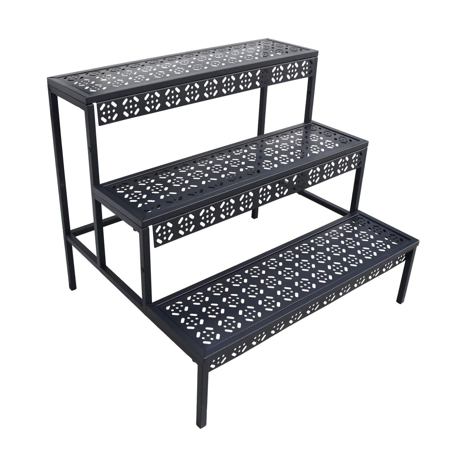 aboxoo 3-Tier Stair Style Metal Plant Stand, Large Indoor Outdoor Shelf | Holds multiple flower pots,Indoor/outdoor