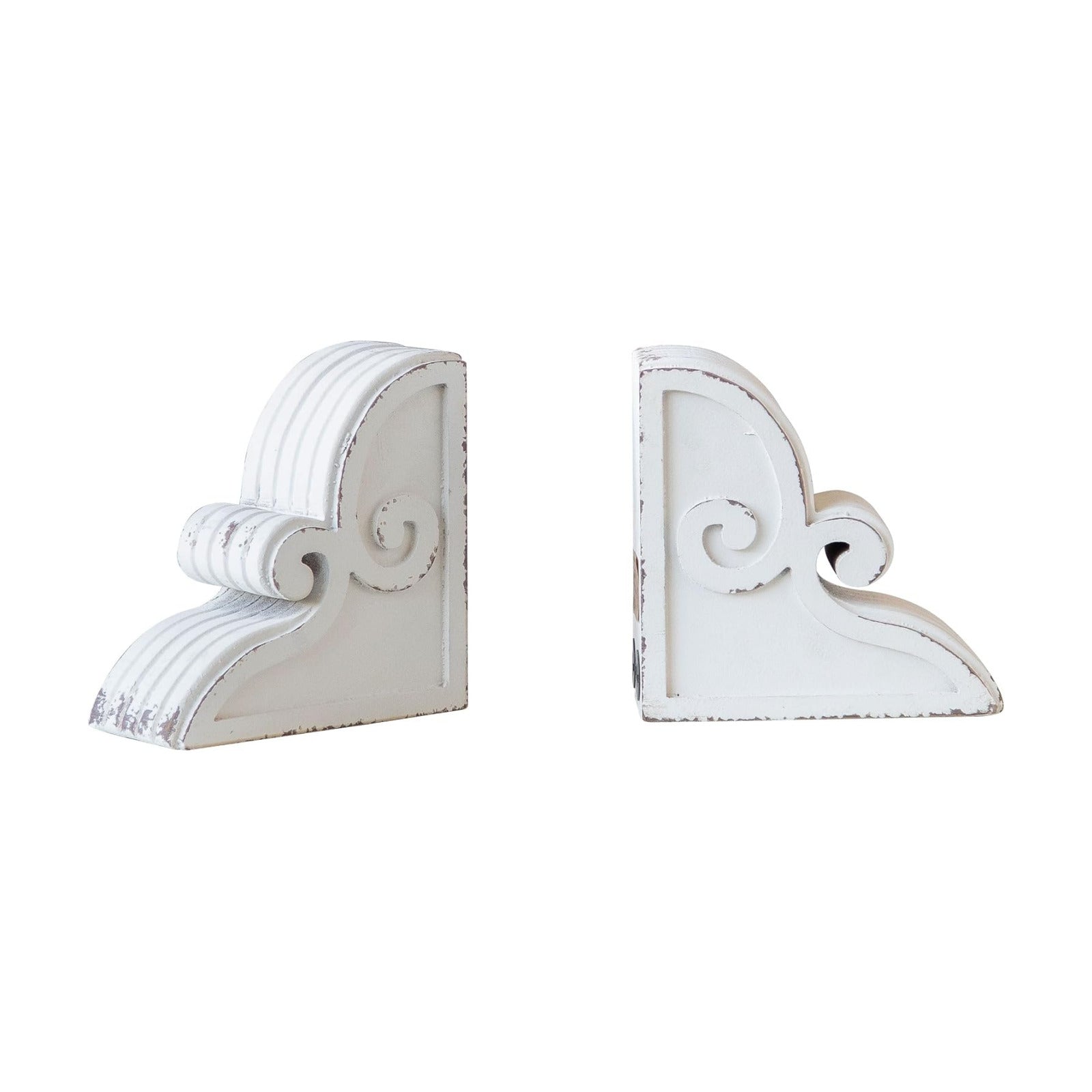 Shabby Chic Vintage Farmhouse Wood Bookends / White