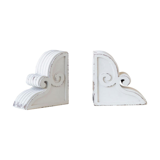 Shabby Chic Vintage Farmhouse Wood Bookends / White