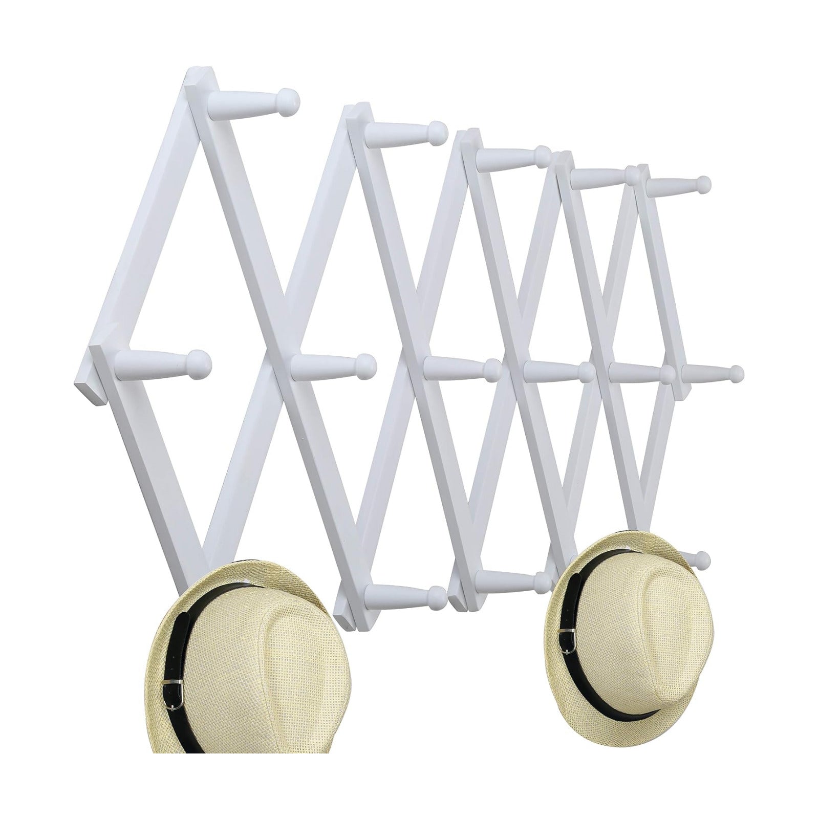 WEBI Accordion Wall Hanger,Expandable Wooden Coat Rack Wall Mounted,Accordion Hat Rack for Wall Rack for Hats,Caps,16