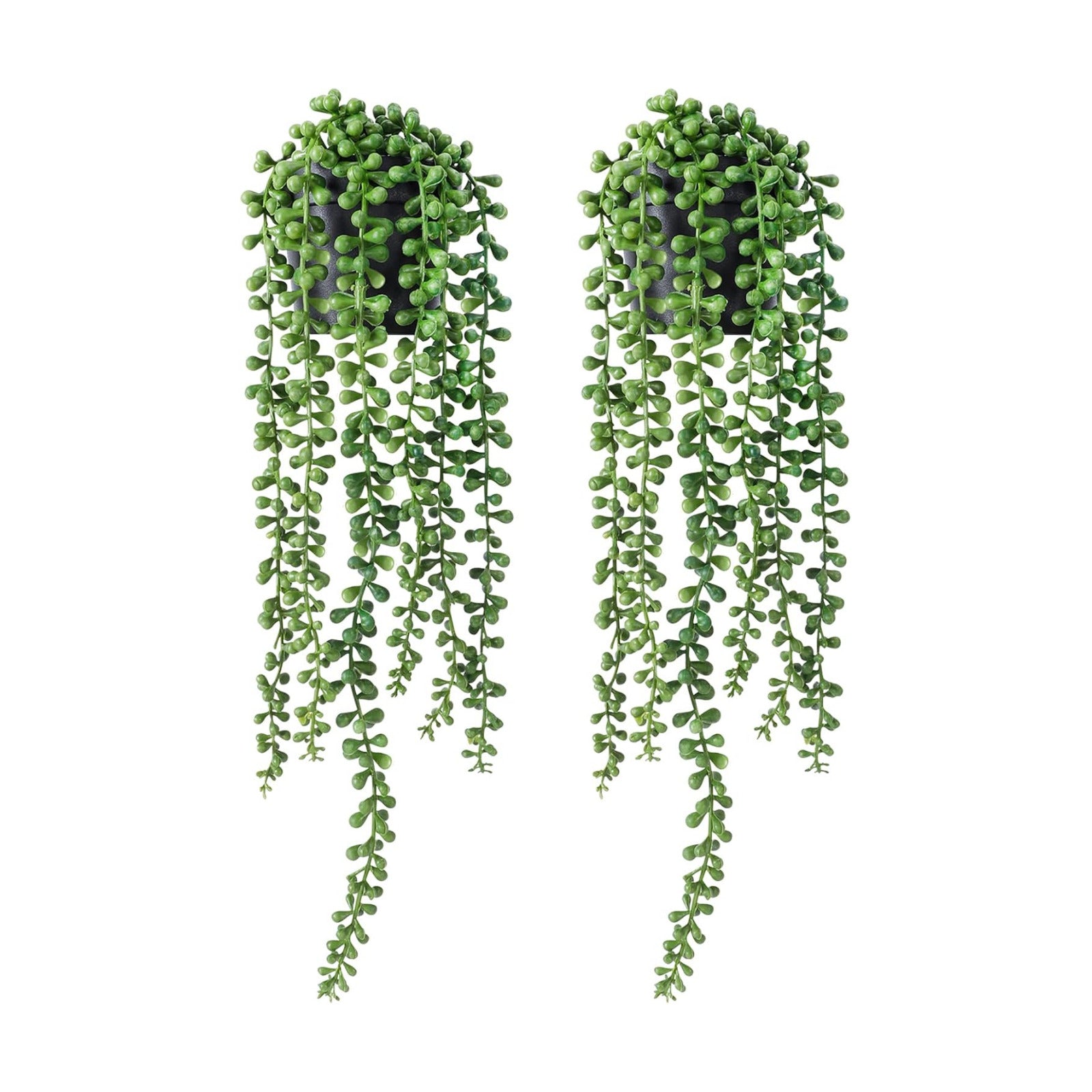 Faux Plants Indoor in Black Pots / Green / Set of 2
