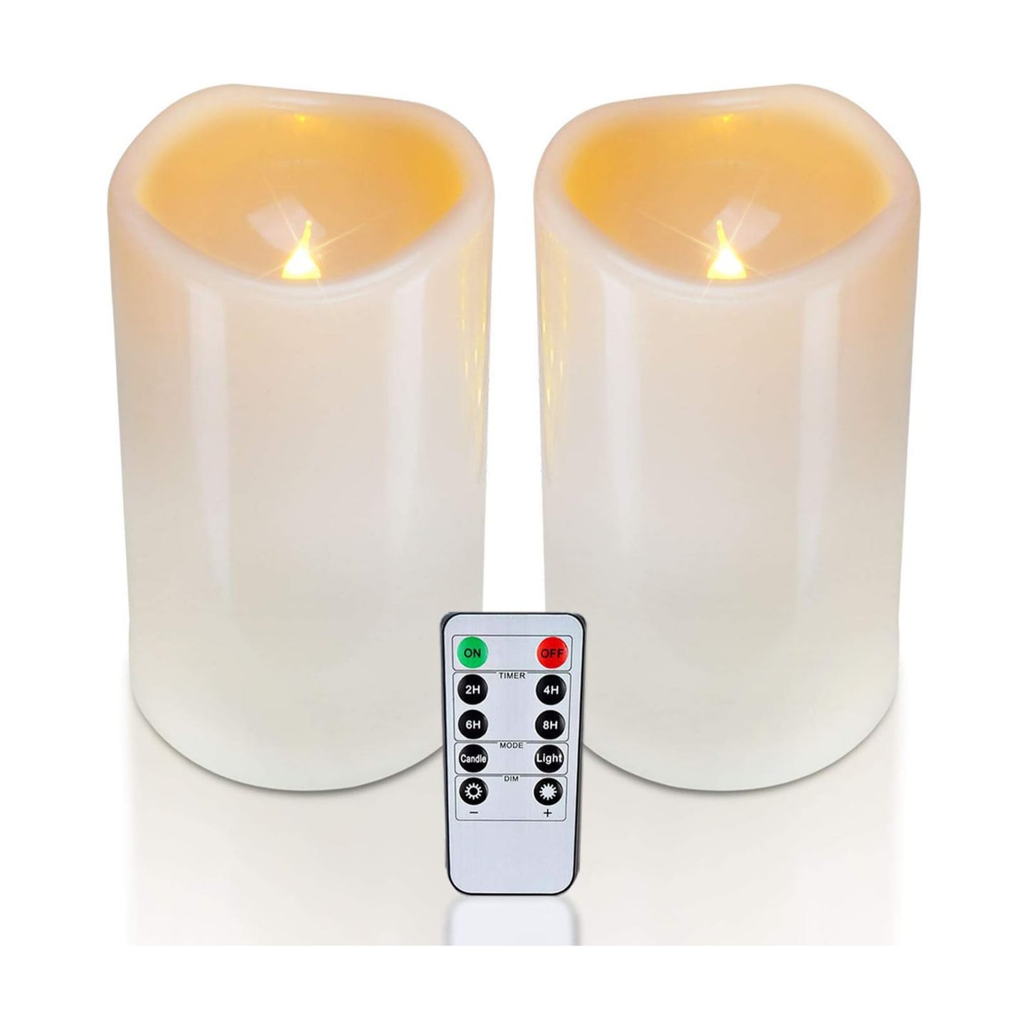 Homemory 4" x 6" Large Waterproof Outdoor Flameless Candles, Battery Operated Flickering LED Pillar Candles with Remote