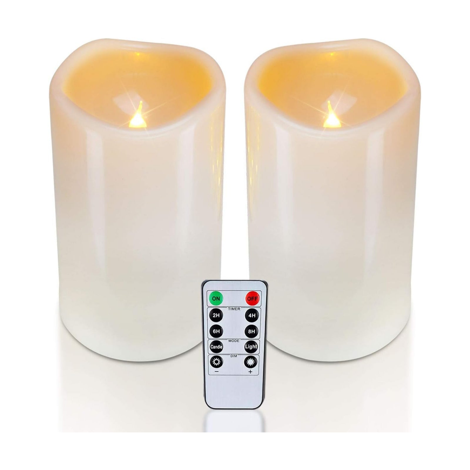 Homemory 4" x 6" Large Waterproof Outdoor Flameless Candles, Battery Operated Flickering LED Pillar Candles with Remote
