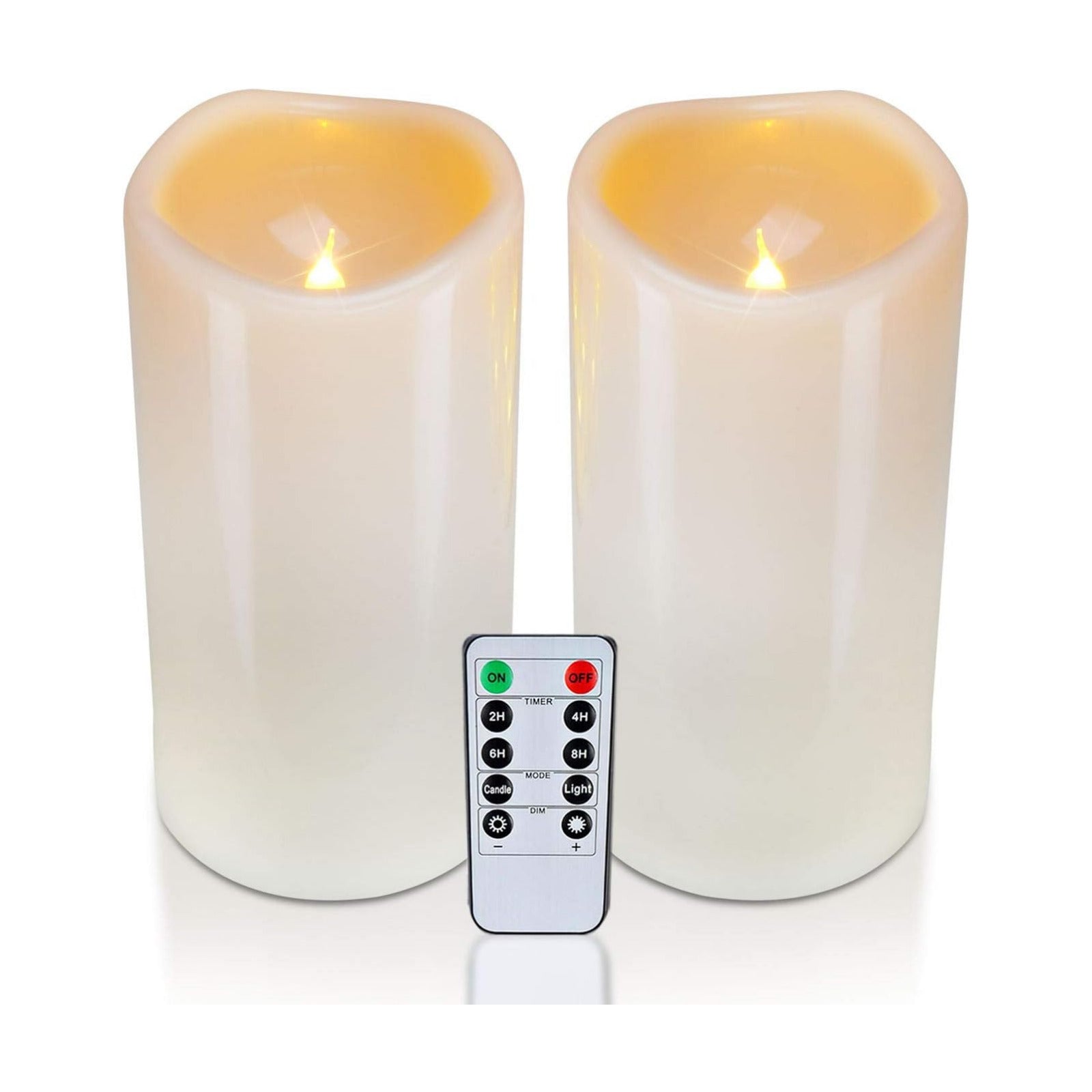 Homemory 4" x 8" Waterproof Outdoor Flameless Candles, Battery Operated Flickering LED Pillar Candles with Remote and