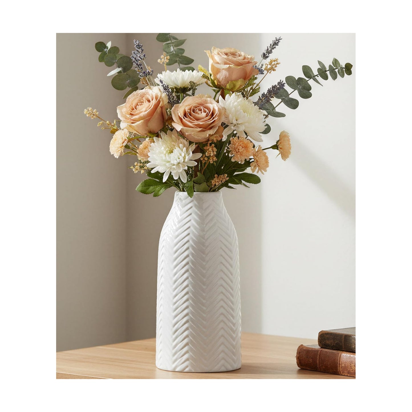 Vase for Flowers Ceramic Vase for Decor / 6d'' x 12"H / White