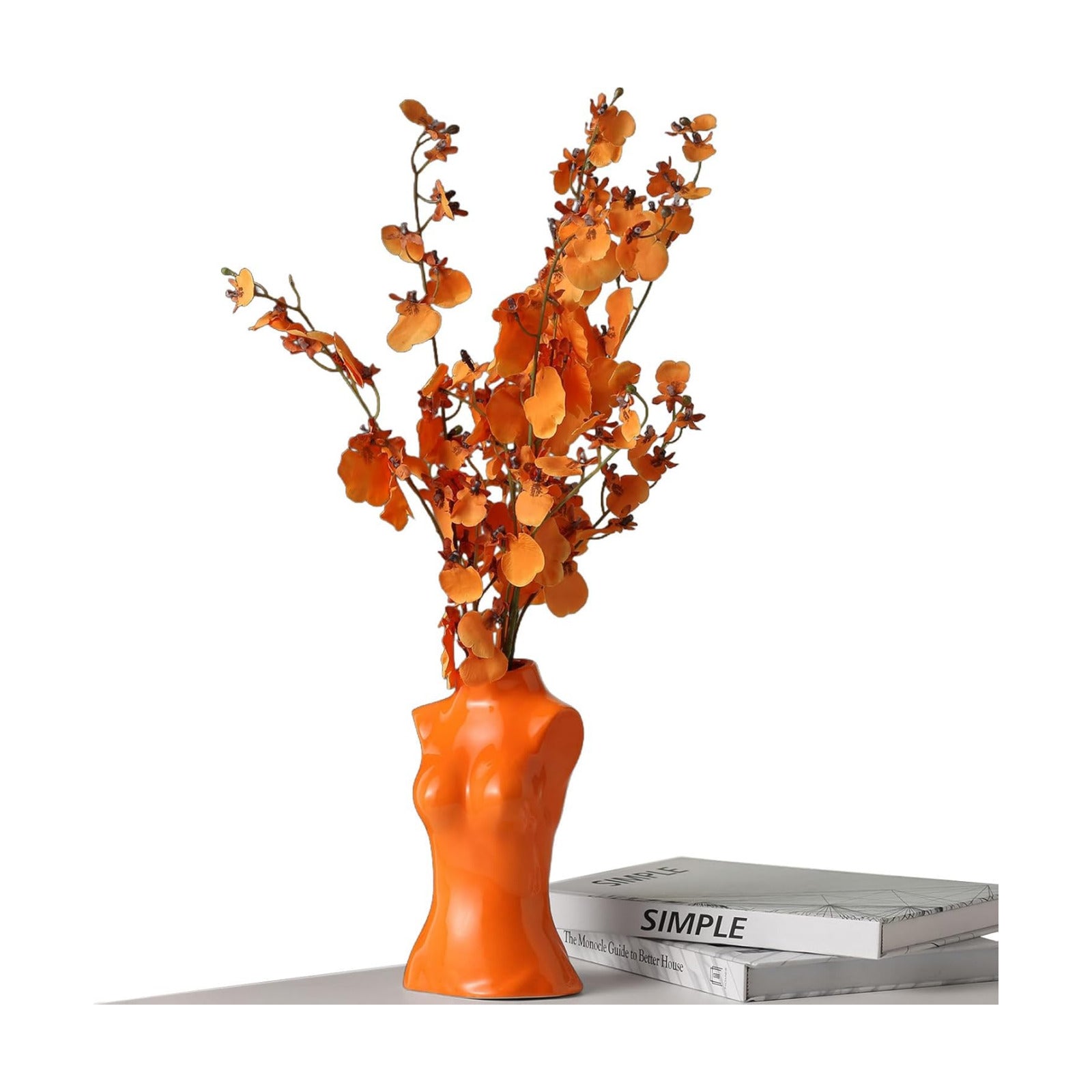 Small Ceramic Vase for Flowers Modern Art Vase / Female Vase- Orange