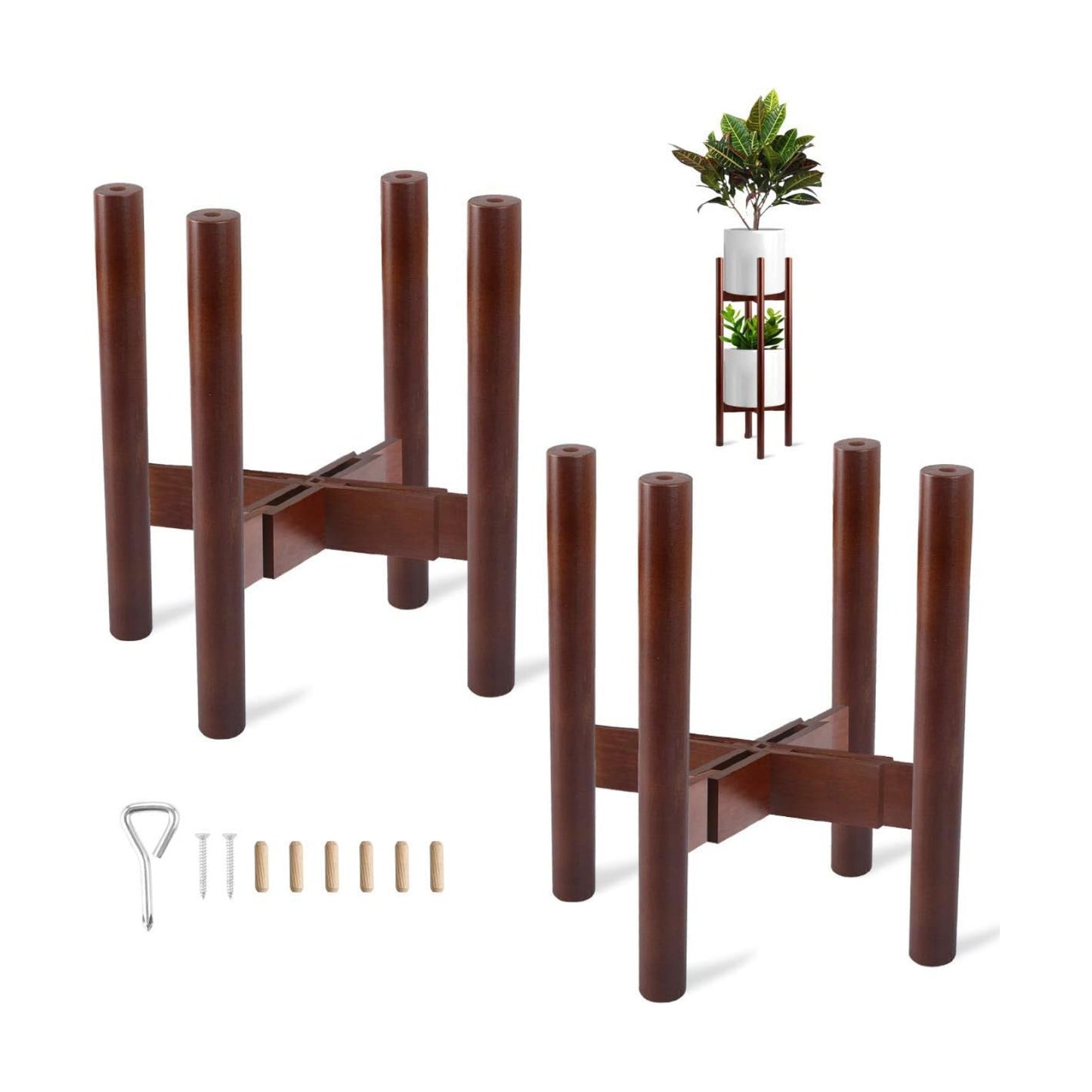 GameXcel Adjustable Plant Stand Indoor Pot Stands, 2 Pcs Bamboo Flower, 15 to 30 inch in Height, Adjustable Plant Stand
