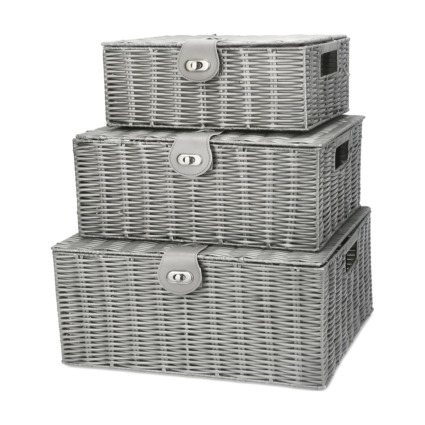 Woven Basket / Wicker Storage Baskets / Grey / Set of 3