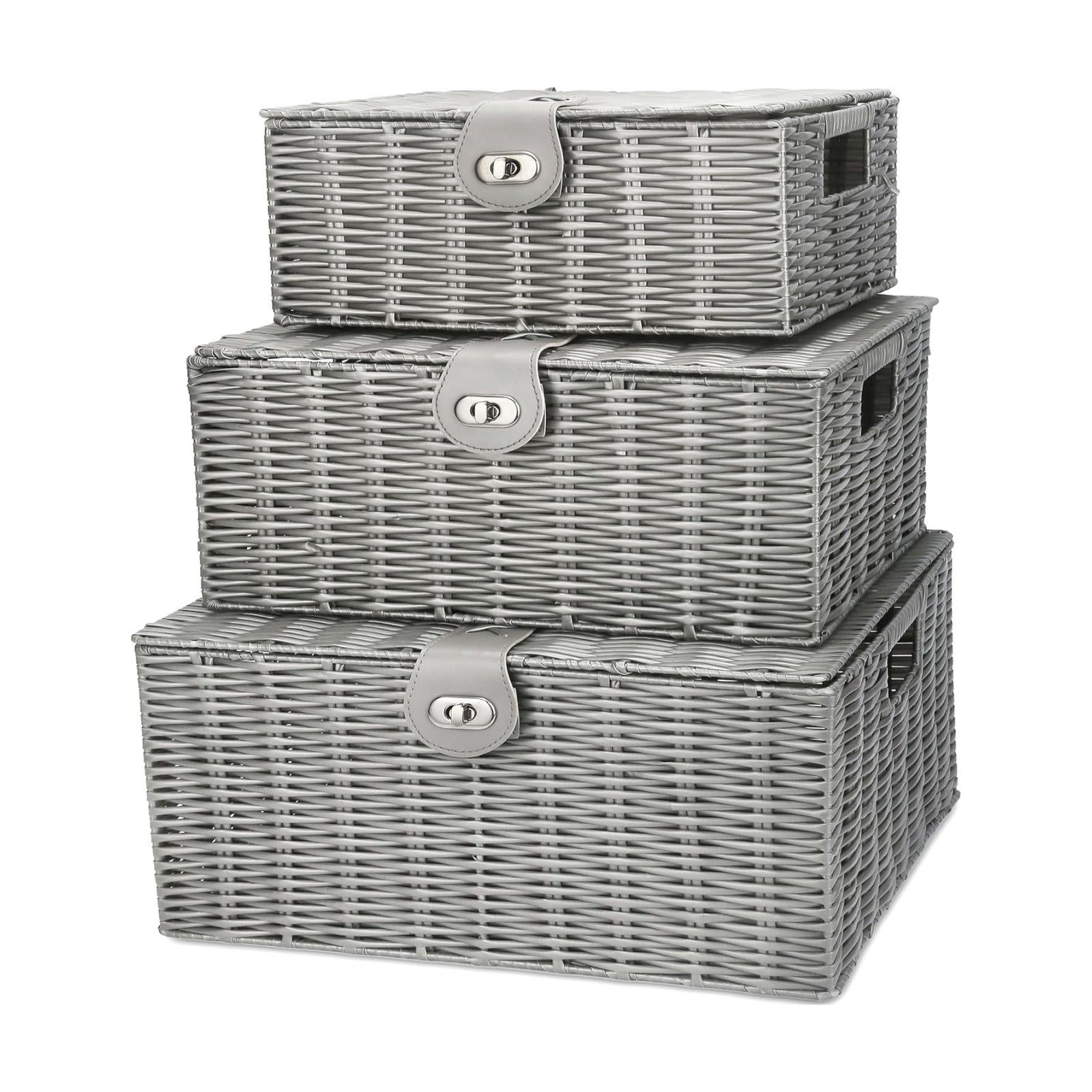 Woven Basket / Wicker Storage Baskets / Grey / Set of 3