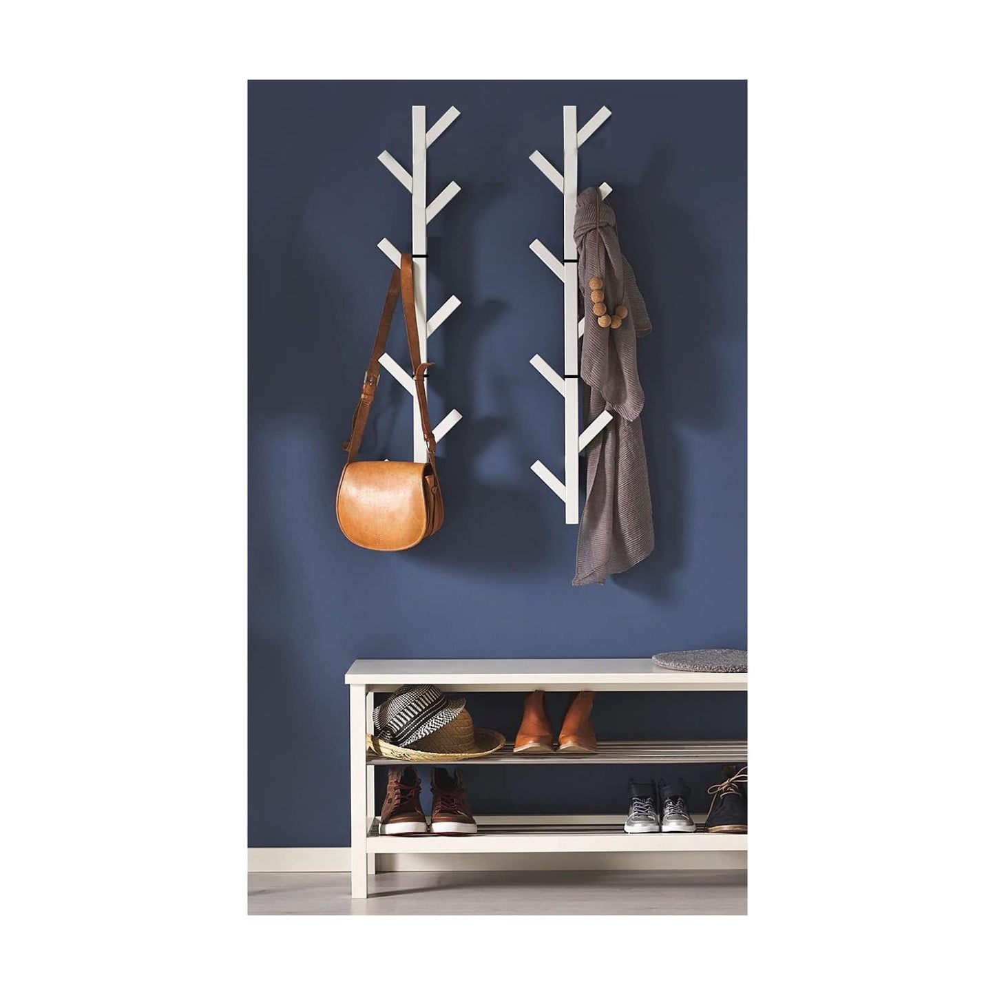 Coat Rack & Hat Rack – Modern Design – Wall Mounted – Stylish – (White)
