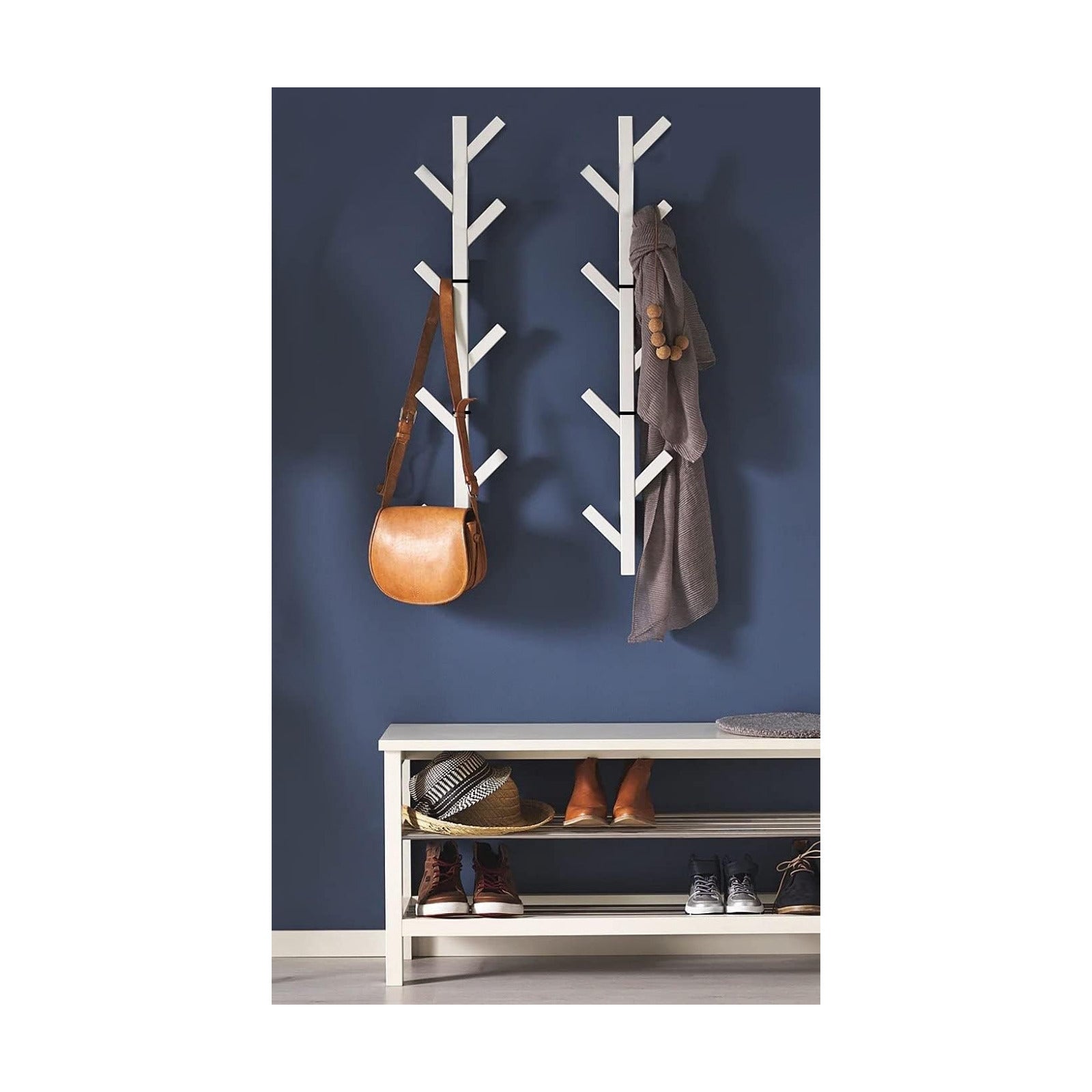 Coat Rack & Hat Rack – Modern Design – Wall Mounted – Stylish – (White)