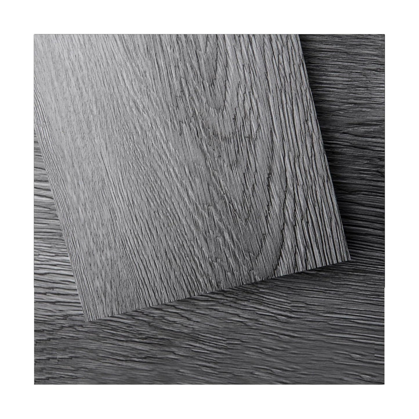 Peel and Stick Floor Tile Vinyl Wood Plank 54 Sq.Ft / 36 x 6 x 0.1 / Deep Grey / Set of 36
