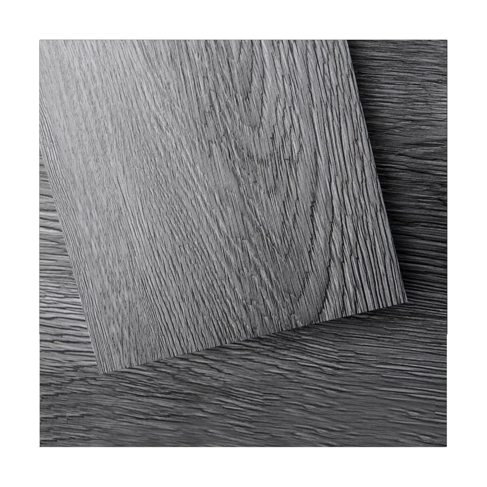 Peel and Stick Floor Tile Vinyl Wood Plank 54 Sq.Ft / 36 x 6 x 0.1 / Deep Grey / Set of 36