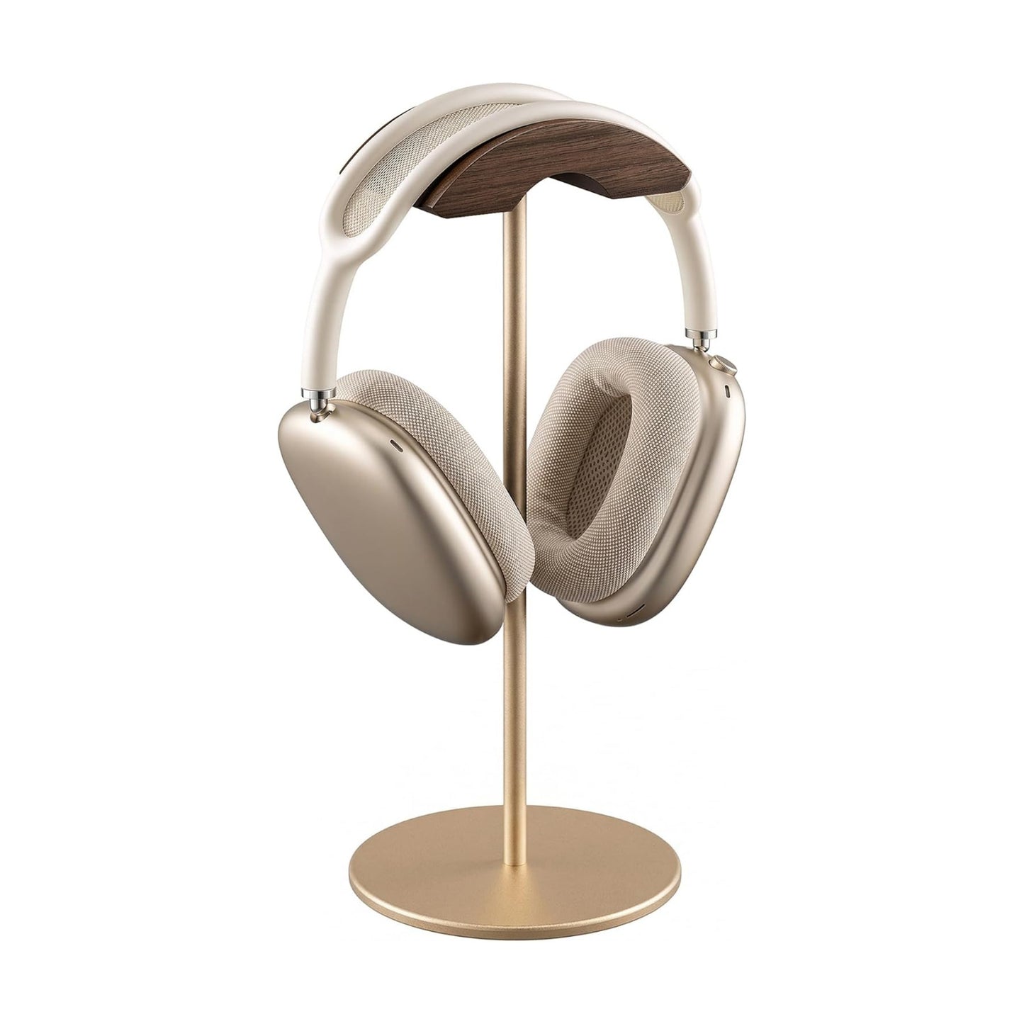 Headphone Stand, Walnut Wood & Aluminum Headset Stand, Nature Walnut Gaming Headset Holder with Solid Heavy Base for
