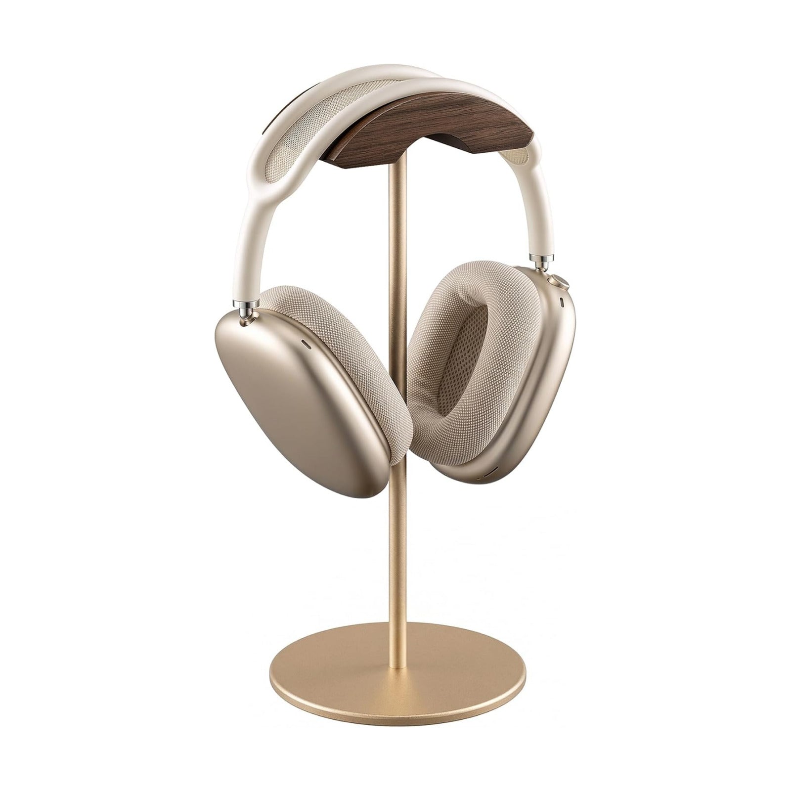 Headphone Stand, Walnut Wood & Aluminum Headset Stand, Nature Walnut Gaming Headset Holder with Solid Heavy Base for