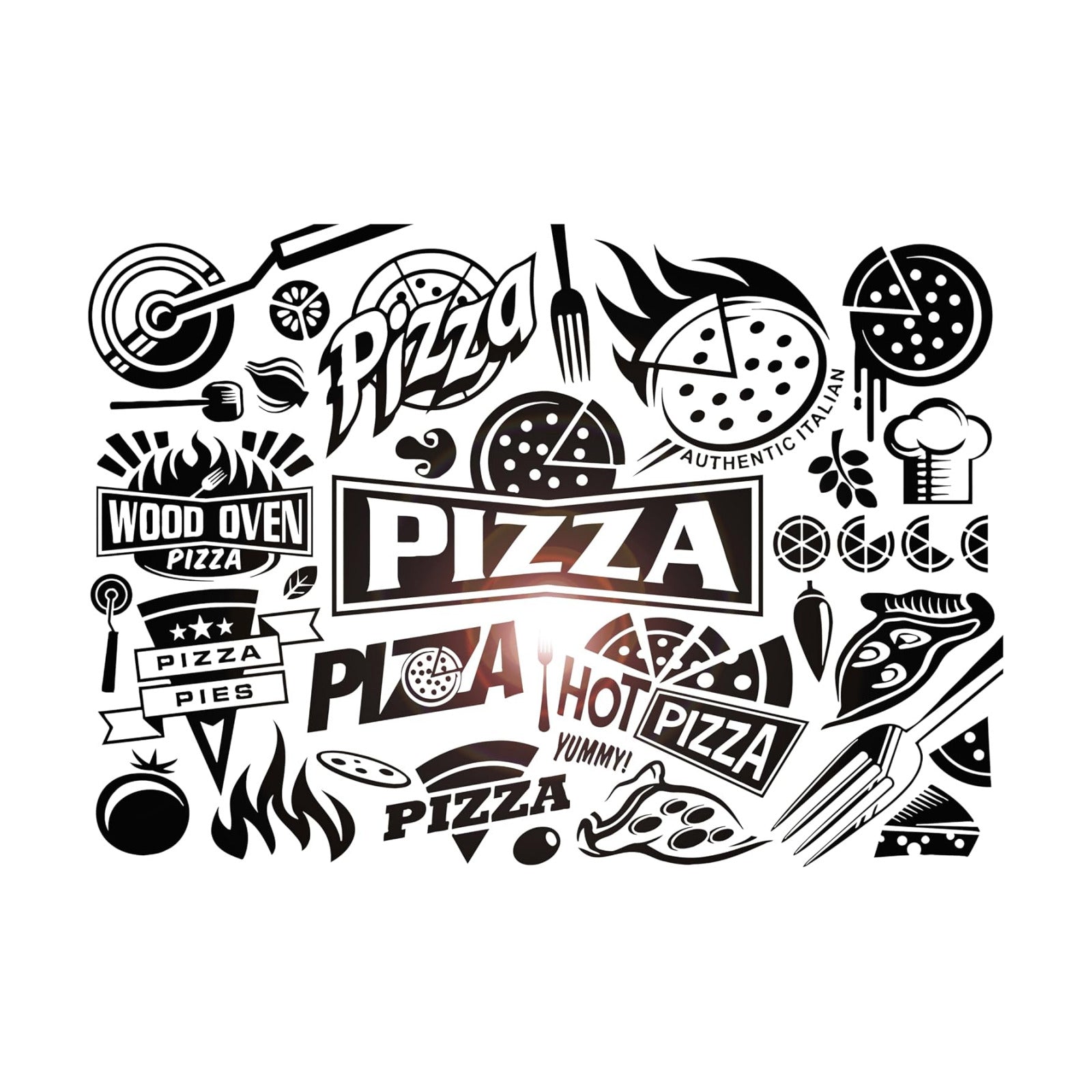 Vinyl Wall Decal Italian Food Business Pizza Store Pizzeria Restaurant / 45 x 66 / XL In / Black
