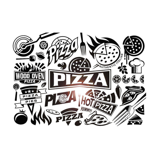 Vinyl Wall Decal Italian Food Business Pizza Store Pizzeria Restaurant / 45 x 66 / XL In / Black
