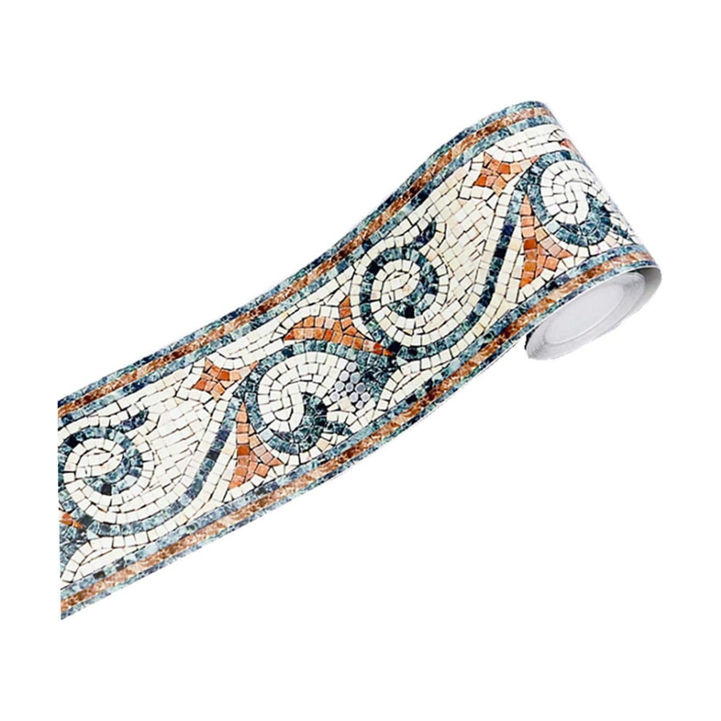 Amhao 3D Mosaic Embossed Wallpaper Border Floral Wall Border Paper Peel and Stick Wall Tile Borders