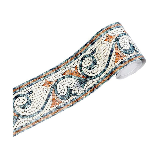 Amhao 3D Mosaic Embossed Wallpaper Border Floral Wall Border Paper Peel and Stick Wall Tile Borders